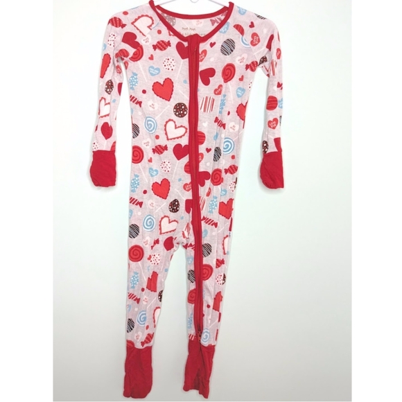 Little Sleepies 12-18 months Gray Sweet Valentine Hearts Bamboo Zippy VGUC - Picture 2 of 9